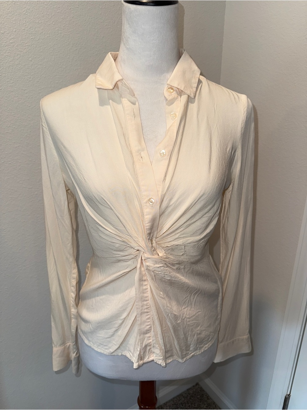 Forever 21 Cream Twist-Front Blouse